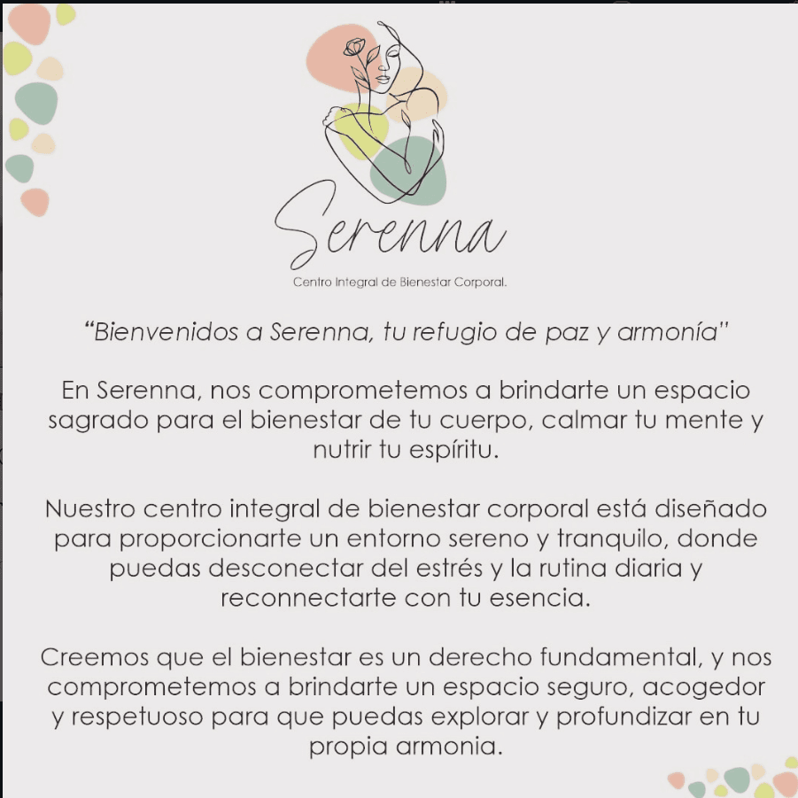 Flyer Serenna — bienestar corporal
